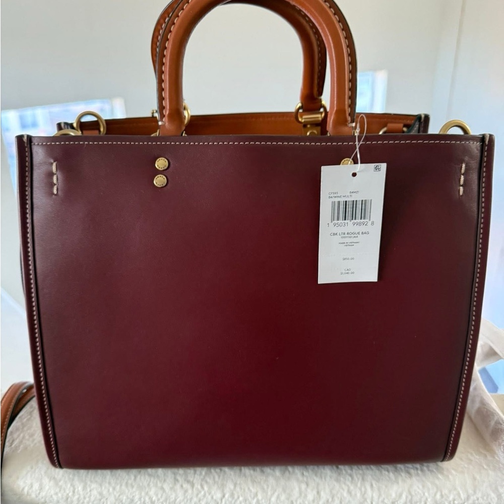 Elegant Burgundy Leather Tote Bag